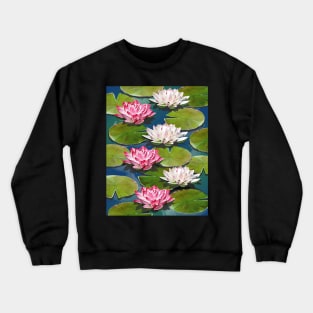 Watercolor Water Lily Art - Lotus Flowers Crewneck Sweatshirt
